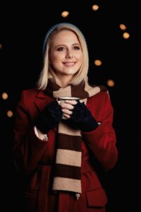 Blonde girl with cup of coffee